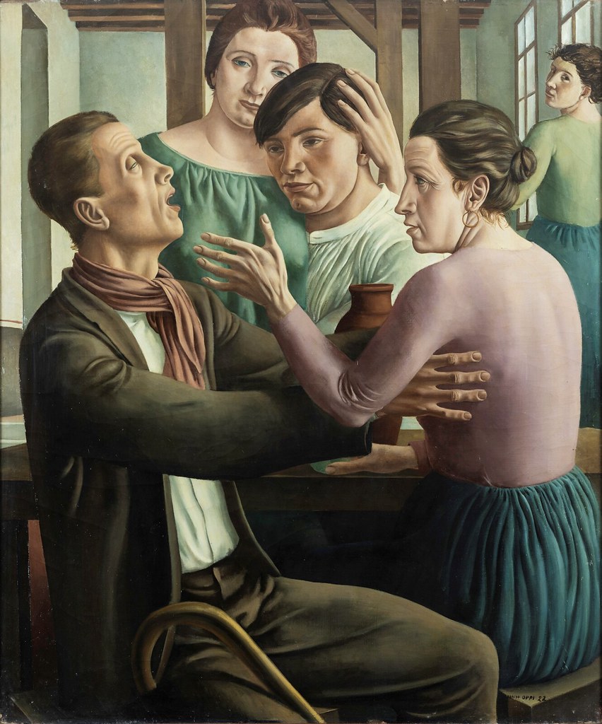 Blind and other figures by Ubaldo Oppi, dated 1922, was auctioned in Milan