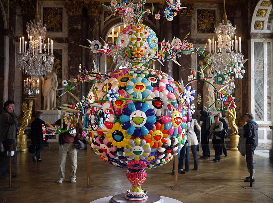 Perhaps the artist's most prestigious collaboration remains the exhibition in the Palace of Versailles held in 2010. Twenty-two works, half of which were new to public, have decorated and contrasted nicely with the style of the seventeenth-century palace.