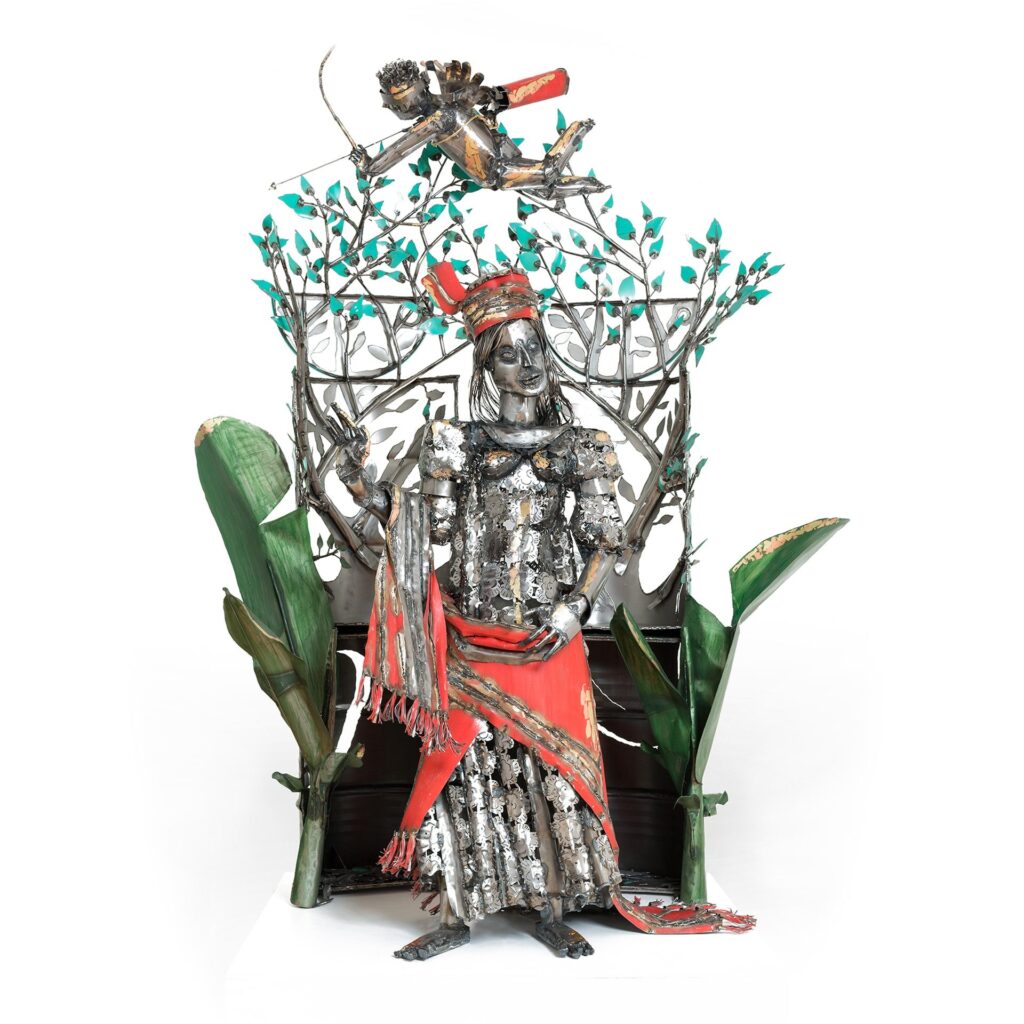 Steel sculpture by African artist Sokari Douglas Camp. Two cultures collide perfectly in her creations. Read her interview with RDN Arts, contemporary Art Gallery