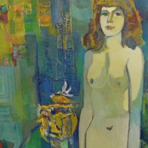 Girl and bouquet by Mikhail Turovsky