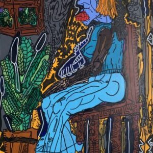 Femme tout en bleu de la tête aux pieds. 2009 by Robert Combas