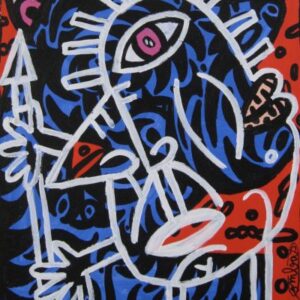 Face et grosse tête, Français de blanc trait. 2008 by Robert Combas