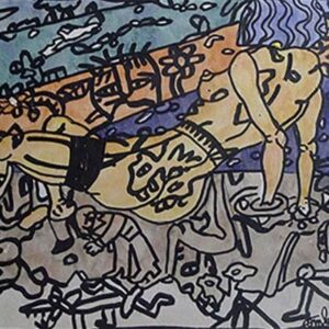 Nu fond bleu. 2014 by Robert Combas